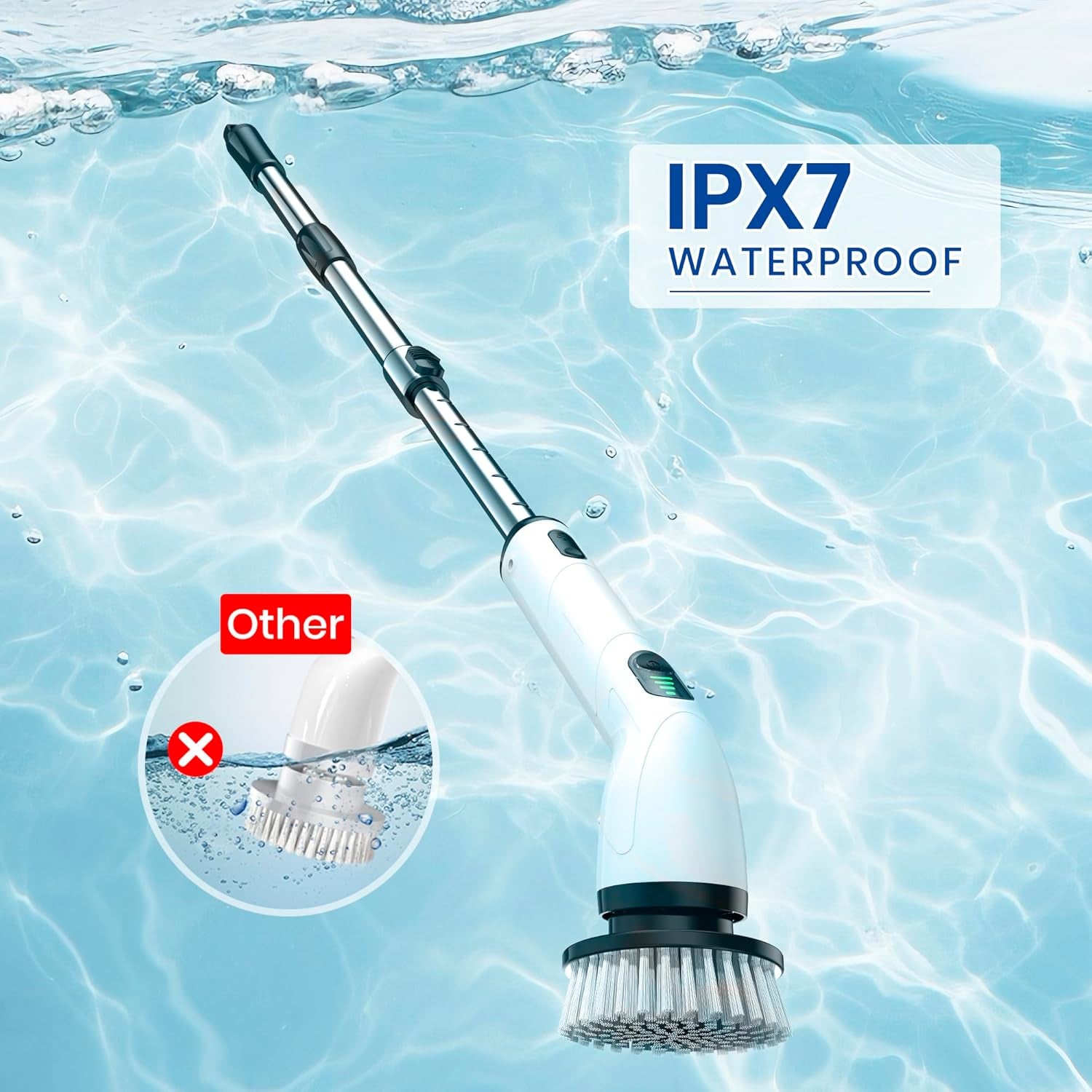 Electric Spin Scrubber, 2024 New Full-Body IPX7 Waterproof Cordless Power Scrubber with 4 Replaceable Heads, Upgraded Extension Handle, Electric Scrubber for Bathtub, Tile, Floor