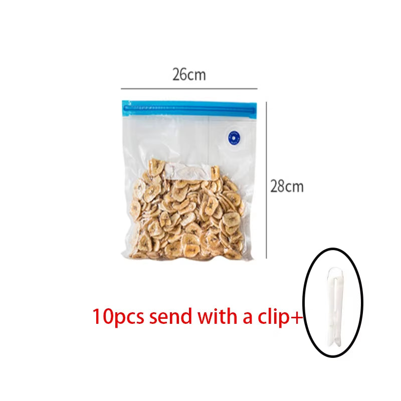 5Pcs /10Pcspieces Vacuum Bag Compressed Air Reusable Food Storage Vacuum Sealed Humidity Resistant Vacuum Sealed Bag Packaging