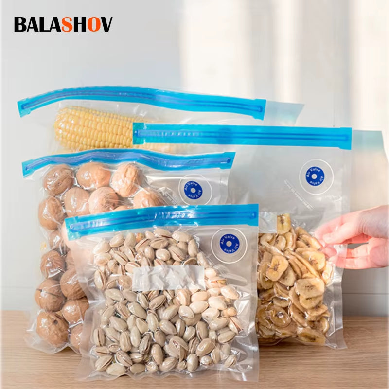 5Pcs /10Pcspieces Vacuum Bag Compressed Air Reusable Food Storage Vacuum Sealed Humidity Resistant Vacuum Sealed Bag Packaging