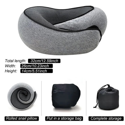 Travel Neck Pillow Memory Foam U-Shaped Pillow Snail Style Travel Neck Support Portable Adjustable Soft Noon Break Sleep Pillows