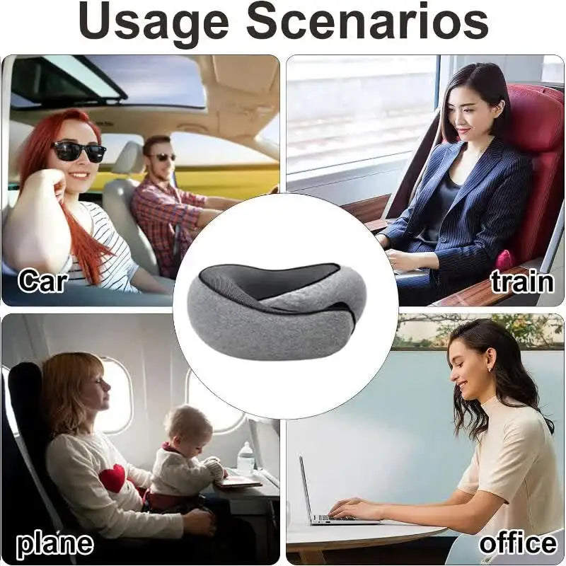 Travel Neck Pillow Memory Foam U-Shaped Pillow Snail Style Travel Neck Support Portable Adjustable Soft Noon Break Sleep Pillows