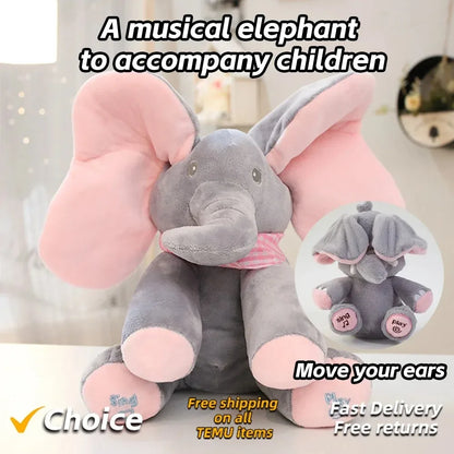 Animated Elephant Toys Plush Singing Elephant with Ears Moving Electric Plush Toy Cute Elephant Stuffed Animal Toy for Baby Gift