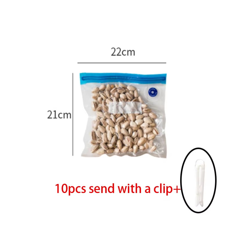 5Pcs /10Pcspieces Vacuum Bag Compressed Air Reusable Food Storage Vacuum Sealed Humidity Resistant Vacuum Sealed Bag Packaging